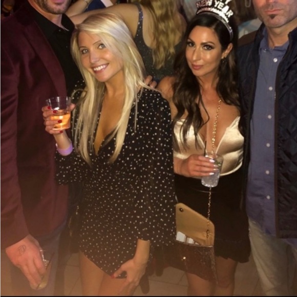 Wild Honey Gold Metallic Polka-Dot Balloon Sleeve Cocktail Party Dress - Picture 5 of 7